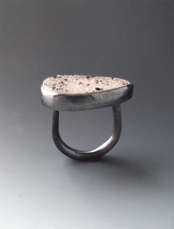 Dotted Pear Druzy Ring