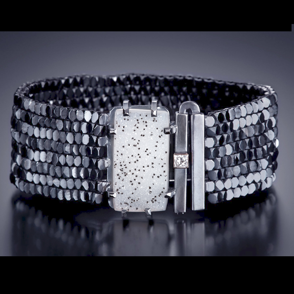 Dalmatian Druzy Bracelet with Diamond