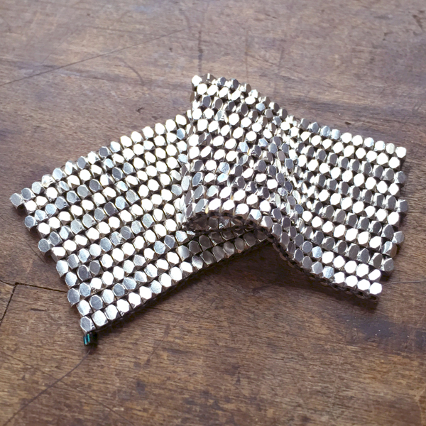 Hand Woven Silver Bead Fabric